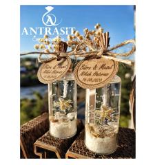 50 Adet Kuru Çiçekli Jel Mum + isme Özel Sunum Kasası Nikah Nişan Söz Bebek Şekeri