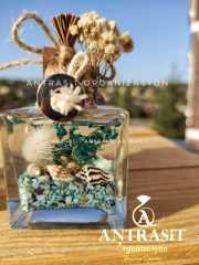 Turkuaz Yakılabilir Hediyelik Kare Kandil Nikah Nişan Söz Şekeri