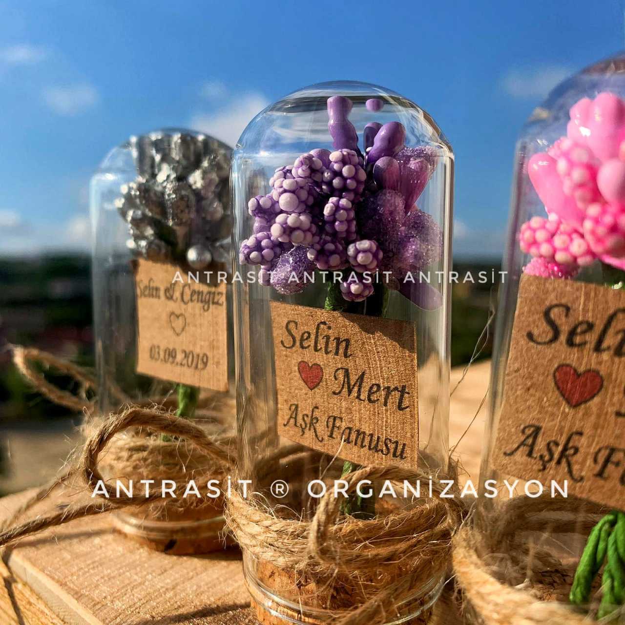 TASARIM ÜRÜNÜ MİNİ CAM FANUS HEDİYELİK SÖZ NİŞAN NİKAH ŞEKERİ