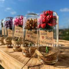 TASARIM ÜRÜNÜ MİNİ CAM FANUS HEDİYELİK SÖZ NİŞAN NİKAH ŞEKERİ