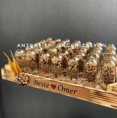 TASARIM ÜRÜN MİNİ CAM FANUS HEDİYELİK SÖZ NİŞAN NİKAH ŞEKERİ GOLD