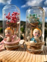 BEBEKLİ MİNİ CAM FANUS BEBEK ŞEKERİ HEDİYELİK ANTRASİT ORGANİZASYON