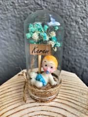 BEBEKLİ MİNİ CAM FANUS BEBEK ŞEKERİ HEDİYELİK ANTRASİT ORGANİZASYON