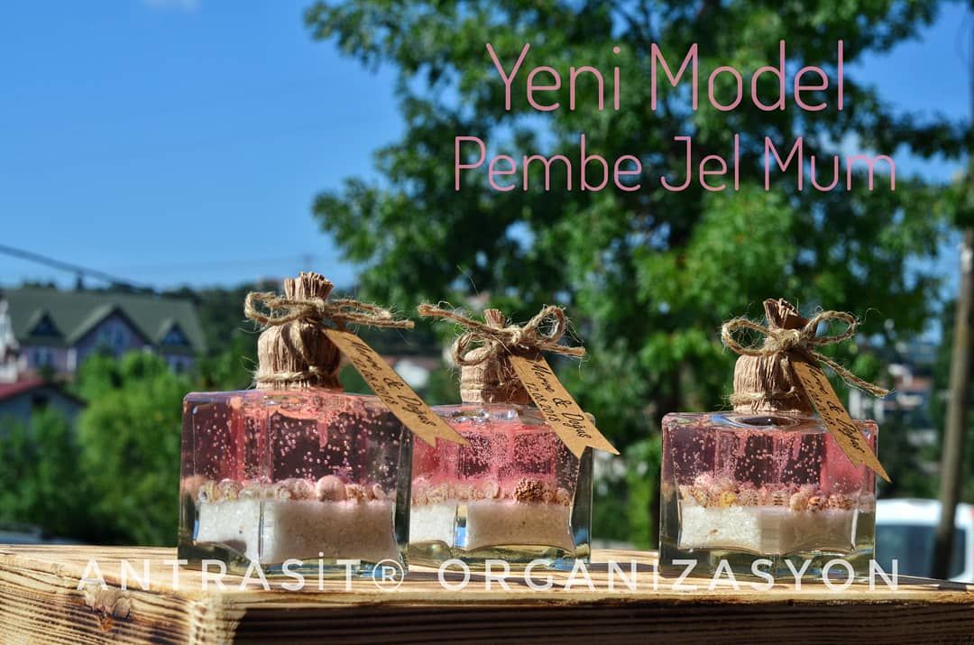 PEMBE JEL MUM KARE ŞİŞE NİKAH NİŞAN SÖZ BEBEK ŞEKERİ HEDİYELİK