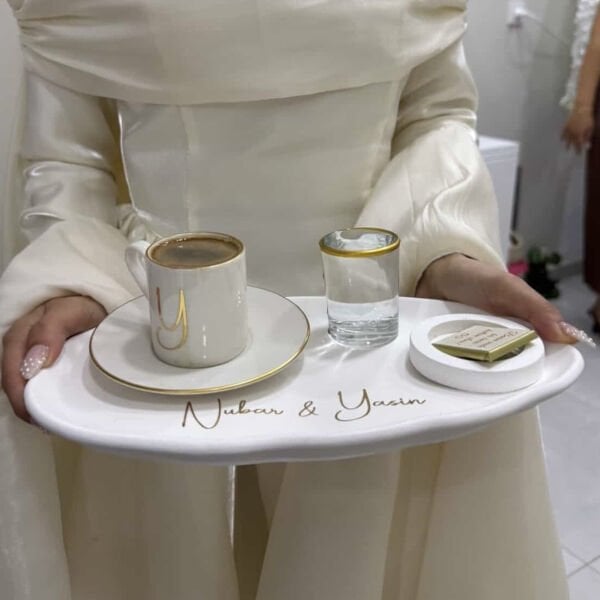 Damat Kahvesi Tepsi Seti Tam Takım -İsme Özel Damat Fincan Takımı  Ücretsiz Kargo