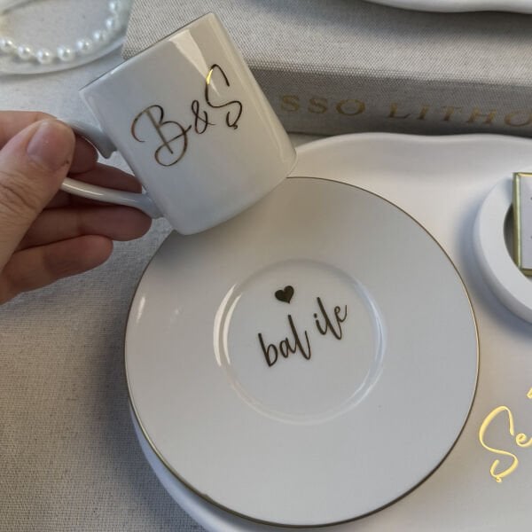 Damat Kahvesi Tepsi Seti Tam Takım -İsme Özel Damat Fincan Takımı  Ücretsiz Kargo