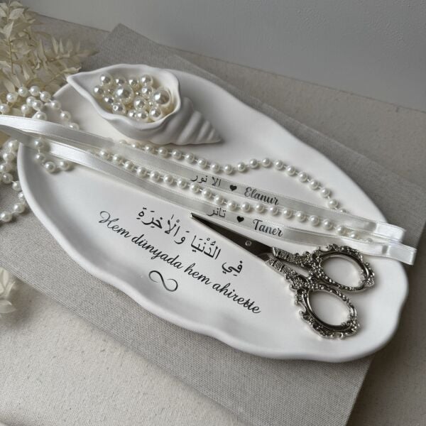 YÜZÜK TEPSİ SETİ - ÜCRETSİZ KARGO  İsimli Söz Yüzük Tepsisi Takımı - Kurdele - Makas - Yüzüklük dahil