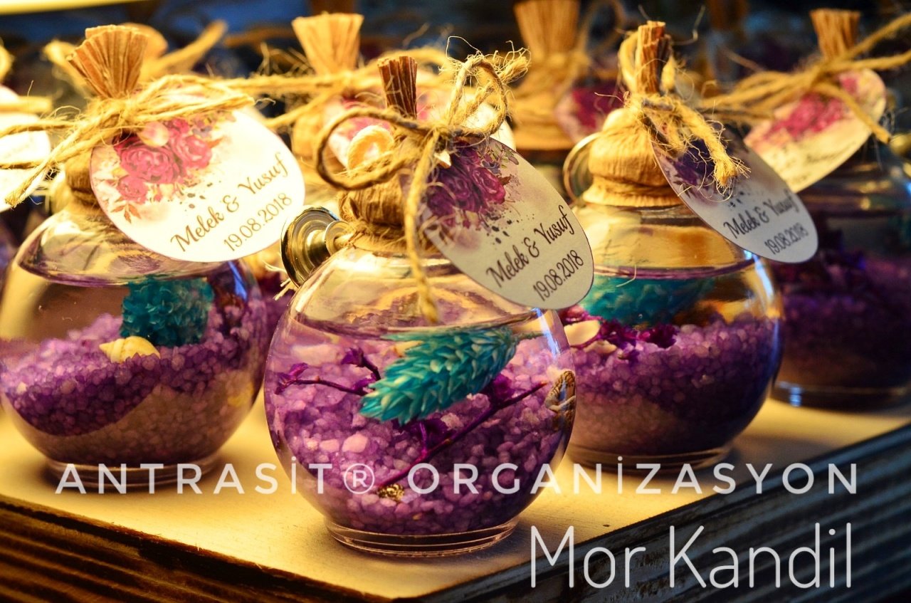 MOR YAKILABİLİR KANDİL NİKAH NİŞAN SÖZ BEBEK ŞEKERİ HEDİYELİK