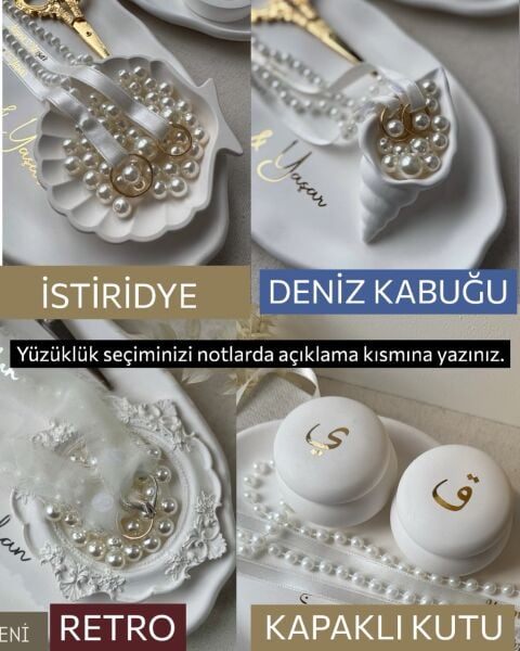 YÜZÜK TEPSİ SETİ - ÜCRETSİZ KARGO  İsimli Söz Yüzük Tepsisi Takımı - Kurdele - Makas - Yüzüklük dahil