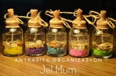 JEL MUM 25 CC CAM ŞİŞE NİKAH NİŞAN BEBEK ŞEKERİ HEDİYELİK 5 RENK