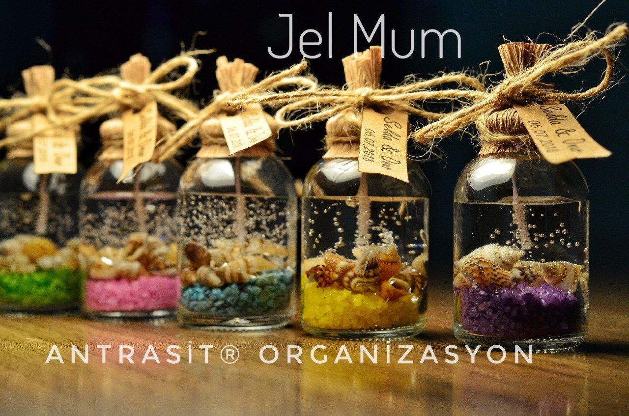 JEL MUM 25 CC CAM ŞİŞE NİKAH NİŞAN BEBEK ŞEKERİ HEDİYELİK 5 RENK