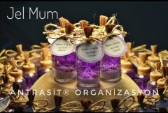 MAVİ MOR JEL MUM 25 CC CAM NİKAH NİŞAN BEBEK ŞEKERİ HEDİYELİK