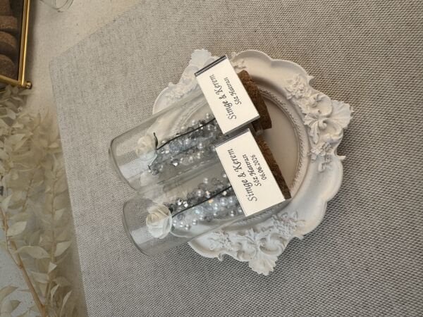 Söz - Nişan - Nikah Hediyesi Kristal Boncuklu Cam Fanusta Gül Hediyelik Pleksi İsim Etiketi 2026 Model Gold veya Gümüş