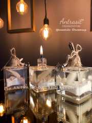 Yakılabilir Beyaz Kare Kandil Şişe Nikah Nişan Söz Bebek Şekeri Hediyelik