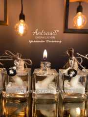 Yakılabilir Beyaz Kare Kandil Şişe Nikah Nişan Söz Bebek Şekeri Hediyelik