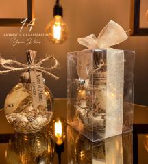 KUTULU Yakılabilir Küre Kandil Nikah Nişan Söz Hediyelik Doğal Tonlar ANTRASİT ORGANİZASYON