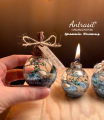 Yuvarlak Şişe Turkuaz Kandil Nikah Nişan Söz Bebek Şekeri Hediyelik