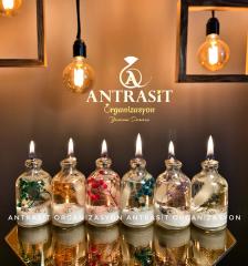 Yakılabilir Kandil Kuru Çiçekli Nikah Nişan Söz Bebek Şekeri Hediyelik