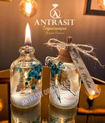 Yakılabilir Kandil Kuru Çiçekli Nikah Nişan Söz Bebek Şekeri Hediyelik