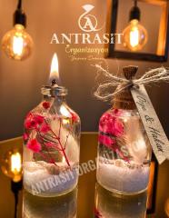 Yakılabilir Kandil Kuru Çiçekli Nikah Nişan Söz Bebek Şekeri Hediyelik