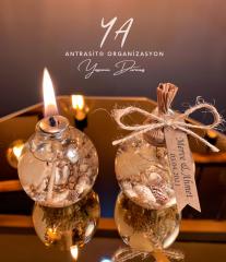 Antrasit Organizasyon Yakılabilir Hediyelik Kandil Nikah Nişan Söz Bebek Şekeri