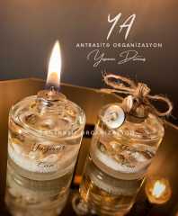 Antrasit Organizasyon Kutulu Yakılabilir Kandil Nikah Nişan Söz Hediyelik