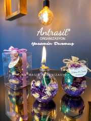 Antrasit Organizasyon Mor Kutulu Kandil Nikah Nişan Söz Bebek Hediyelik