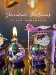 Antrasit Organizasyon Mor Kutulu Kandil Nikah Nişan Söz Bebek Hediyelik