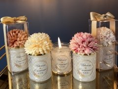 KAMPANYA! ÇİÇEK KAPAKLI KRİSTAL BARDAK MUM LÜKS NİKAH - NİŞAN - SÖZ HEDİYELİK