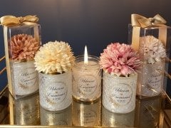 KAMPANYA! ÇİÇEK KAPAKLI KRİSTAL BARDAK MUM LÜKS NİKAH - NİŞAN - SÖZ HEDİYELİK