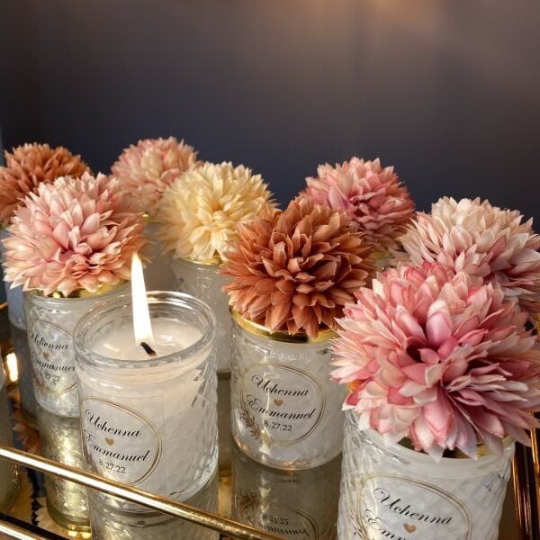 KAMPANYA! ÇİÇEK KAPAKLI KRİSTAL BARDAK MUM LÜKS NİKAH - NİŞAN - SÖZ HEDİYELİK