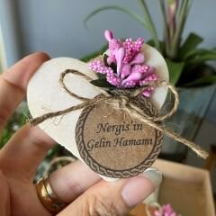 YENİ Gelin Hamamı Seti - Bambu Tarak + Kalp Sabun + Kese 3 lü Set - Yeni Model