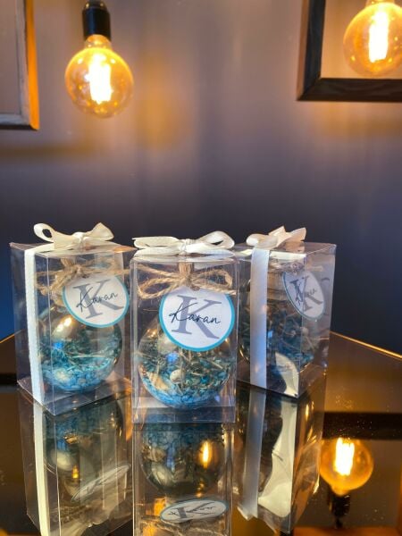 Antrasit Organizasyon Turkuaz Kutulu Kandil Nikah Nişan Söz Bebek Hediyelik