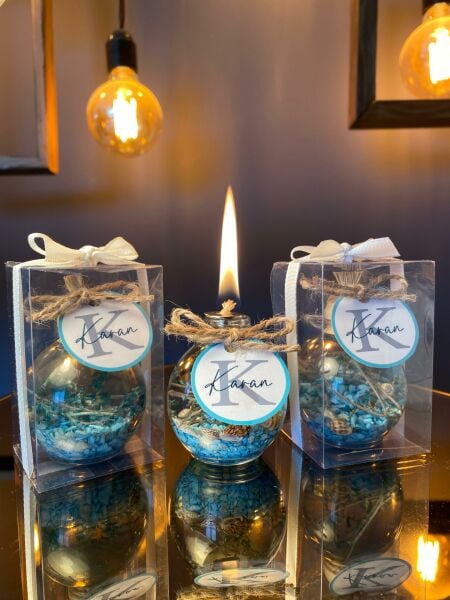 Antrasit Organizasyon Turkuaz Kutulu Kandil Nikah Nişan Söz Bebek Hediyelik