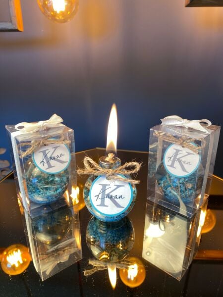 Antrasit Organizasyon Turkuaz Kutulu Kandil Nikah Nişan Söz Bebek Hediyelik