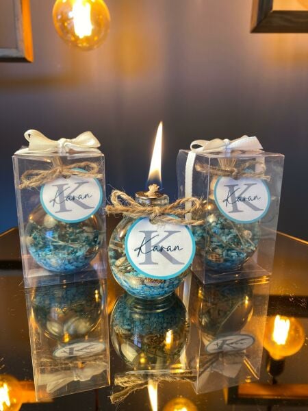 Antrasit Organizasyon Turkuaz Kutulu Kandil Nikah Nişan Söz Bebek Hediyelik