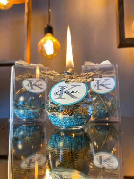 Antrasit Organizasyon Turkuaz Kutulu Kandil Nikah Nişan Söz Bebek Hediyelik