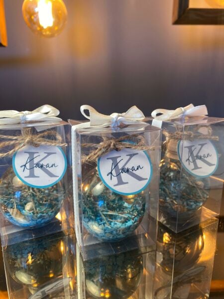 Antrasit Organizasyon Turkuaz Kutulu Kandil Nikah Nişan Söz Bebek Hediyelik