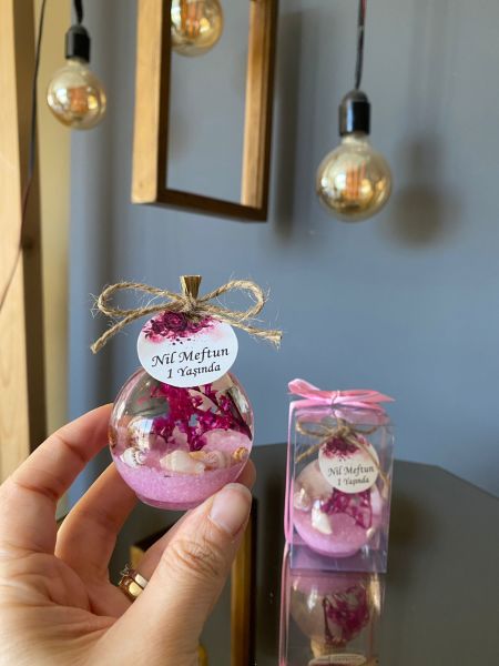 Antrasit Organizasyon Pembe Kutulu Kandil Nikah Nişan Söz Bebek Hediyelik