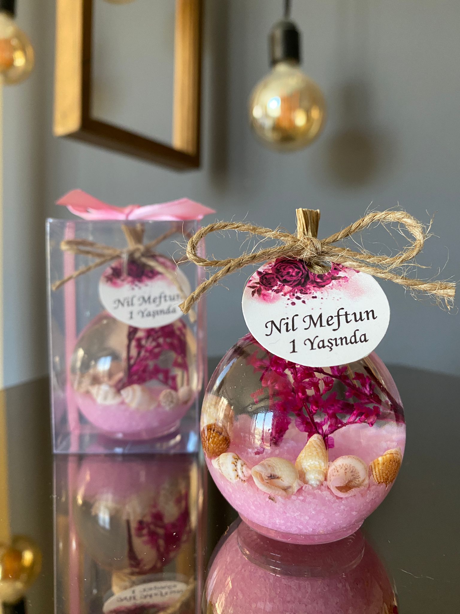 Antrasit Organizasyon Pembe Kutulu Kandil Nikah Nişan Söz Bebek Hediyelik