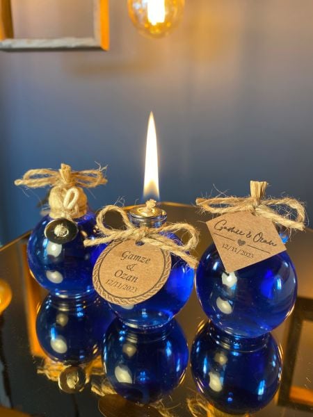 Antrasit Organizasyon Mavi Kutulu Kandil Nikah Nişan Söz Bebek Hediyelik