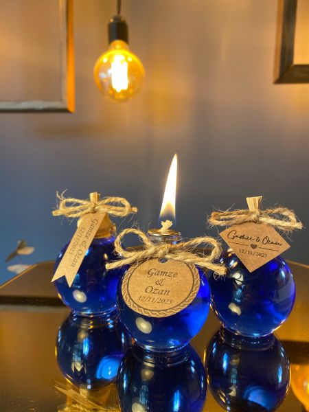 Antrasit Organizasyon Mavi Kutulu Kandil Nikah Nişan Söz Bebek Hediyelik