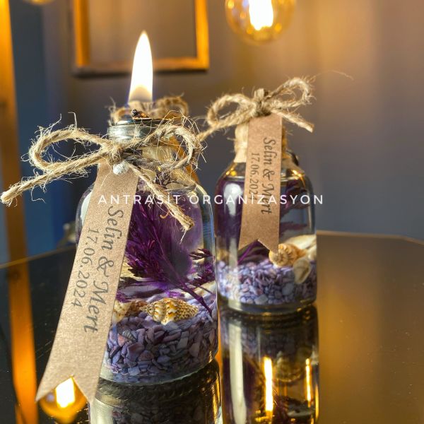 Yakılabilir Kandil 50 cc Cam Şişe Nikah Nişan Söz Bebek Şekeri Hediyelik