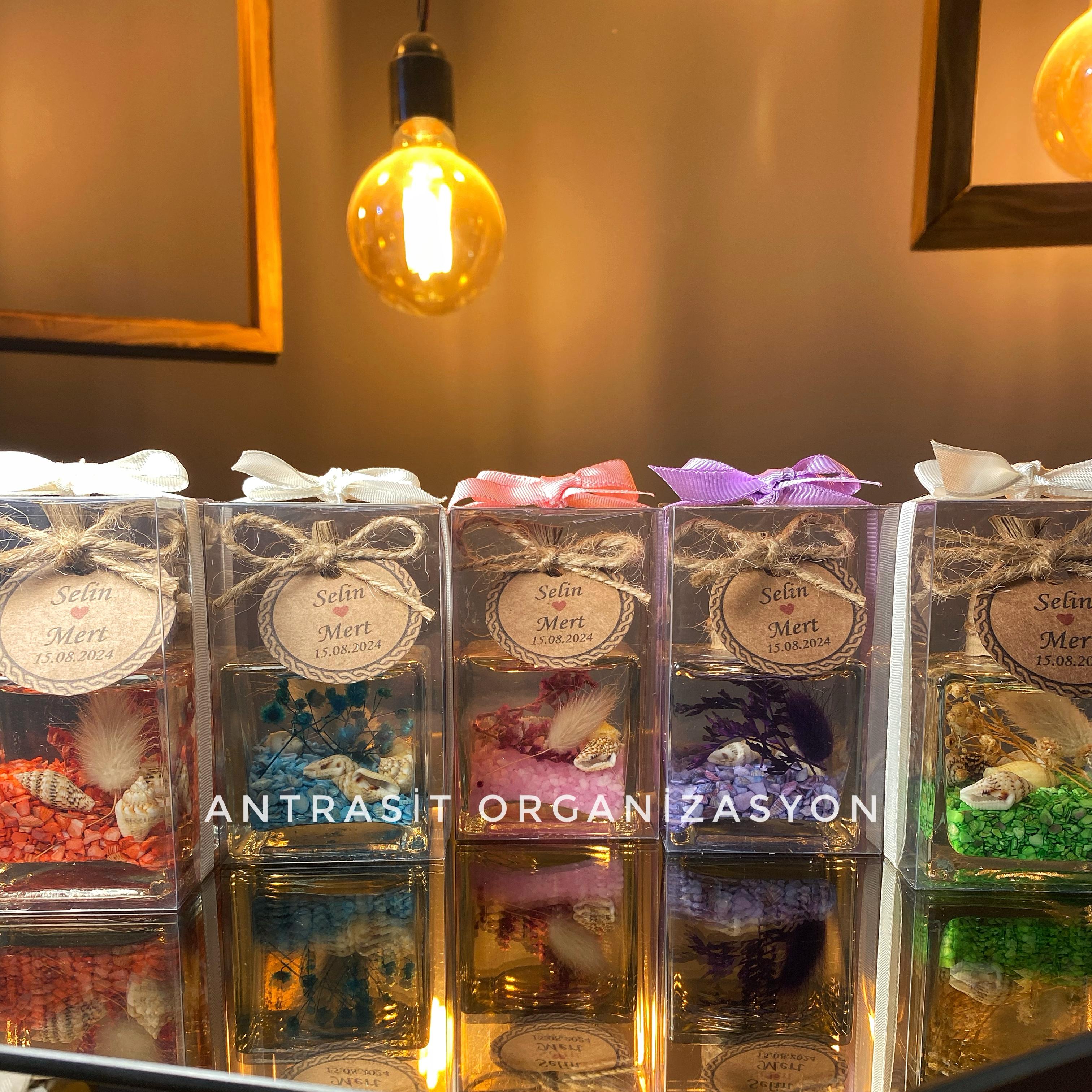 Yakılabilir Kutulu Kare Kandil Nikah Nişan Söz Bebek Şekeri Hediyelik