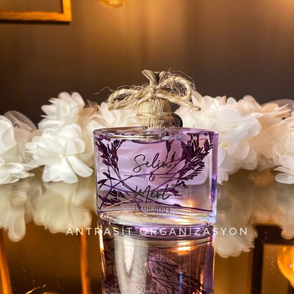 Yeni Cam Şişe Renkli Kandil Pembe Mavi Mor Nikah Nişan Söz Bebek Şekeri Hediyelik