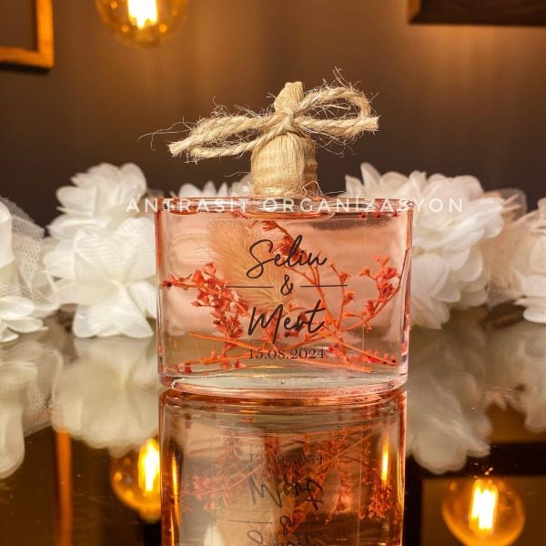 Yeni Cam Şişe Renkli Kandil Pembe Mavi Mor Nikah Nişan Söz Bebek Şekeri Hediyelik