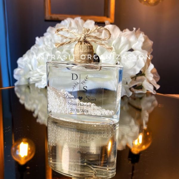 İncili Kandil 50 CC Cam Şişe Nikah Nişan Söz Bebek Şekeri Hediyelik