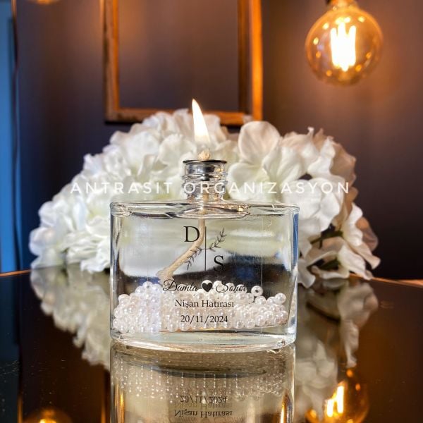 İncili Kandil 50 CC Cam Şişe Nikah Nişan Söz Bebek Şekeri Hediyelik
