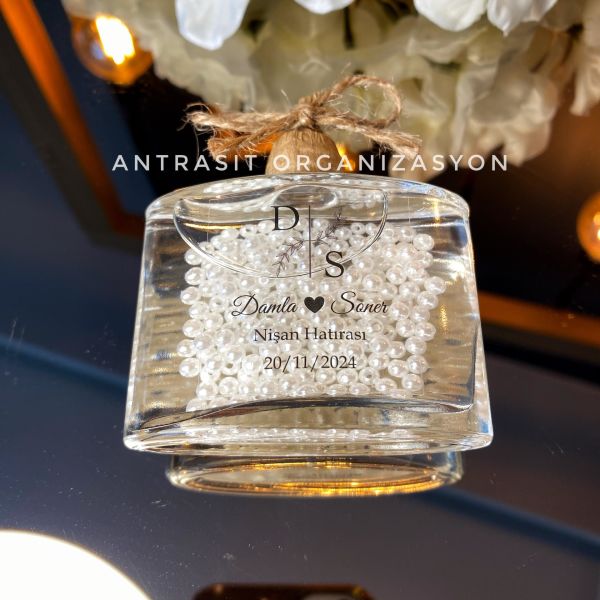 İncili Kandil 50 CC Cam Şişe Nikah Nişan Söz Bebek Şekeri Hediyelik