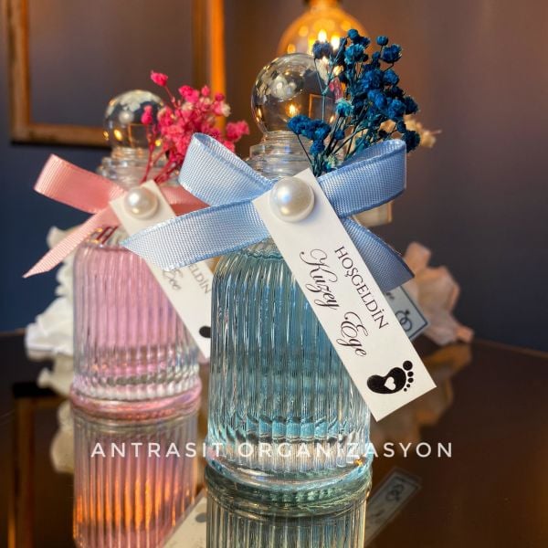 Kristal Kolonya Şişesi 50 CC Cam Nikah Nişan Söz Bebek Şekeri Hediyelik